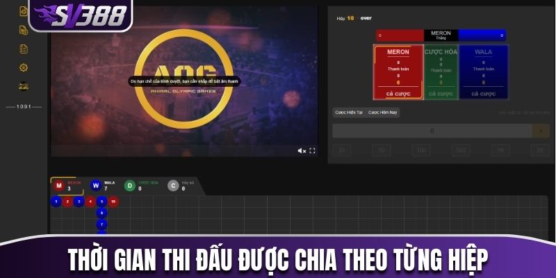 Thời gian thi đấu được chia theo từng hiệp